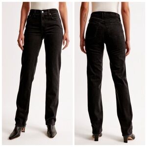 Abercrombie and Fitch 90s Straight Mid Rise Curve Love Jeans Black size 32 / 14